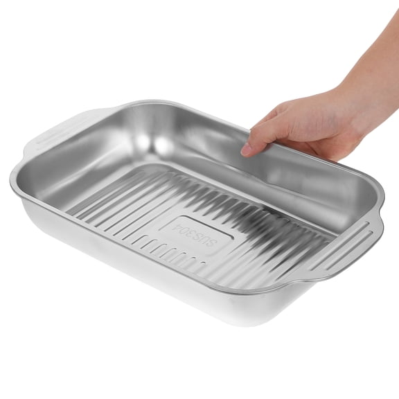 ELAYARD Versatile Stainless Steel Grilling Tray, Silver, Suitable for Ovens and