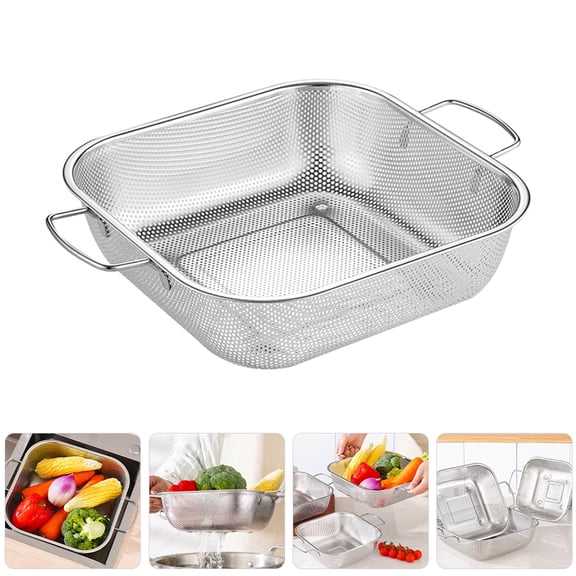 ELAYARD Plated Silver Stainless Steel Fine Mesh Strainer for Kitchen Use with Dual Handle for Draining Fruits and Vegetables