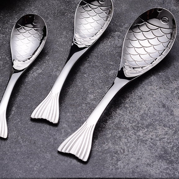 ELAYARD Plated Stainless Steel Fish-Shaped Ladle Spoon, Kitchen Cooking Utensil for Serving and Cooking