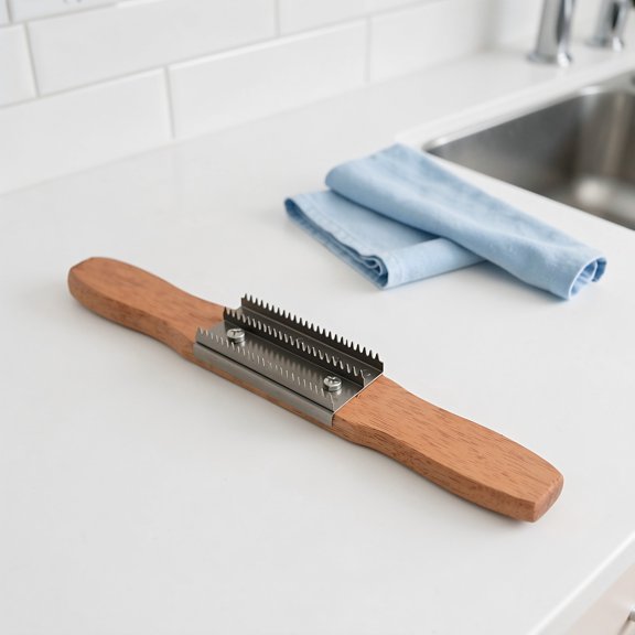 ELAYARD Stainless Steel Polishing Wheel Rake with Wood Handle for Home Buffing Compound Removal