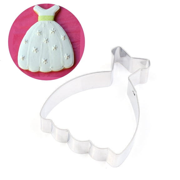 ELAYARD Skirt Mold Cookie Cutters Plated Silver Stainless Steel for Baking Use