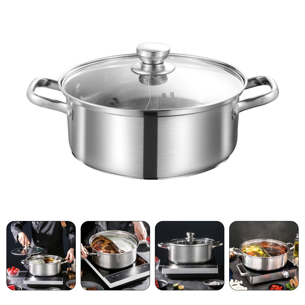 ELAYARD Kitchen Stainless Steel Hot Pot with Double Handles Anti Scald