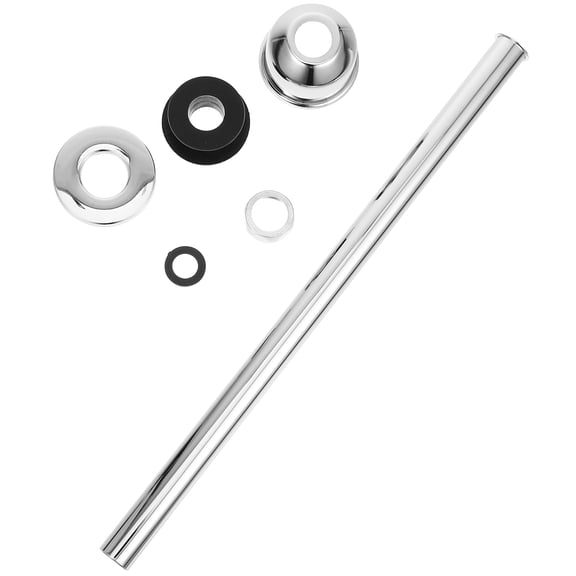ELAYARD 1Set Urinal Straight Pipe with Rubber Gasket and Decorative Cover Flush Valve Replacement Kit Silver