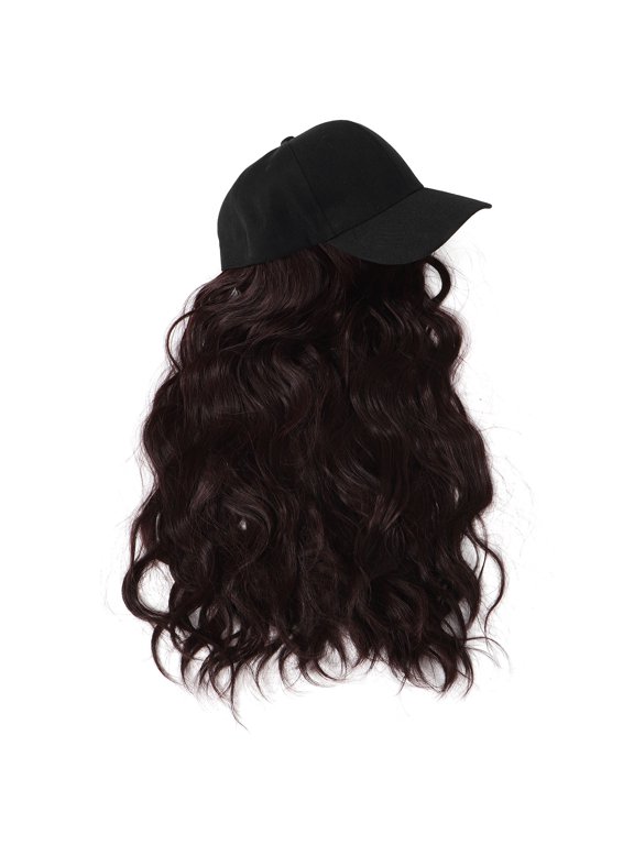 Baseball Cap Hair Extension Black Polyester 1Pcs