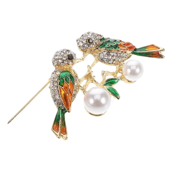 ELAYARD Fashionable Green Magpie Brooch Pin Zinc Alloy with Polished Craftsmanship for Clothes Hats and Bags