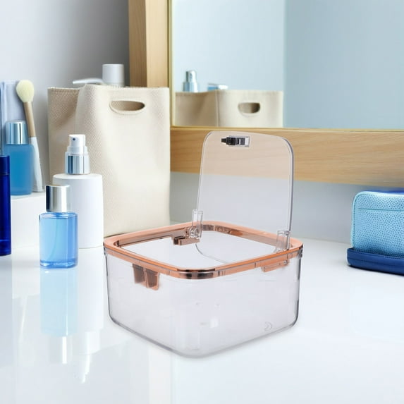 ELAYARD Transparent Plastic Desktop Trash Can with Press-to-Open Lid, Small Office and Home Storage Waste Bin