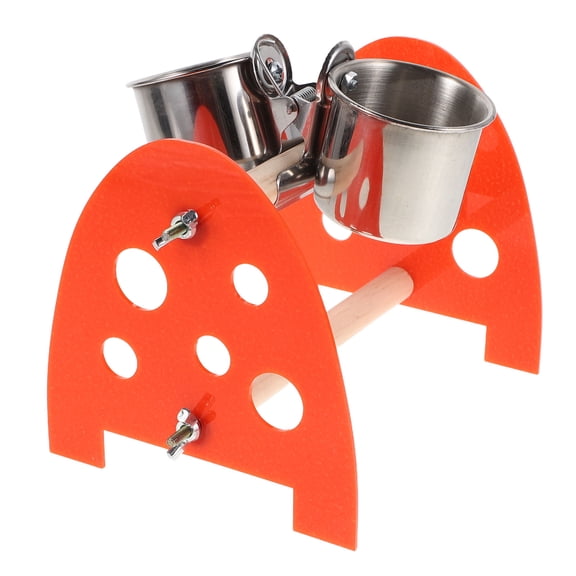 ELAYARD Tabletop Bird Perch with U Shape Parrot Stand and Removable Stainless Steel Feeding Bowls