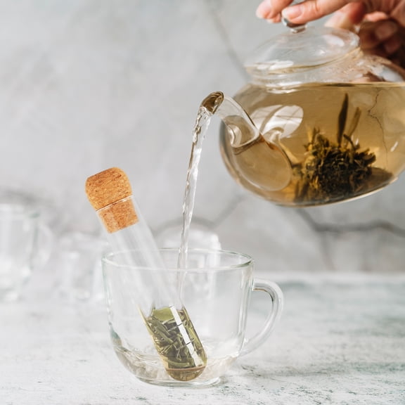 ELAYARD Glass Tea Infuser Transparent Tube with Perforated Filter for Loose Leaf Tea Brewing