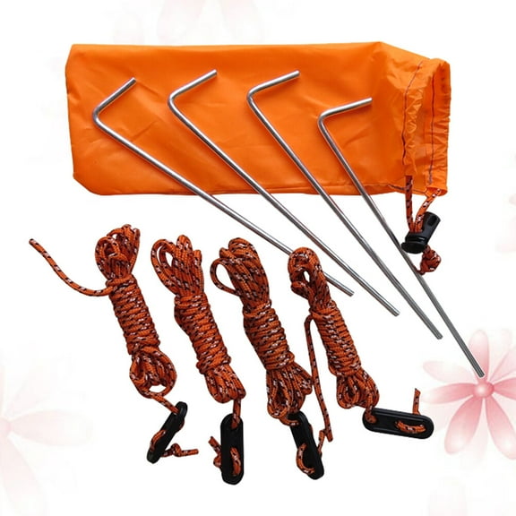 ELAYARD Assorted Color Outdoor Tent Rope and Nails Set with Storage Pouch for Stability
