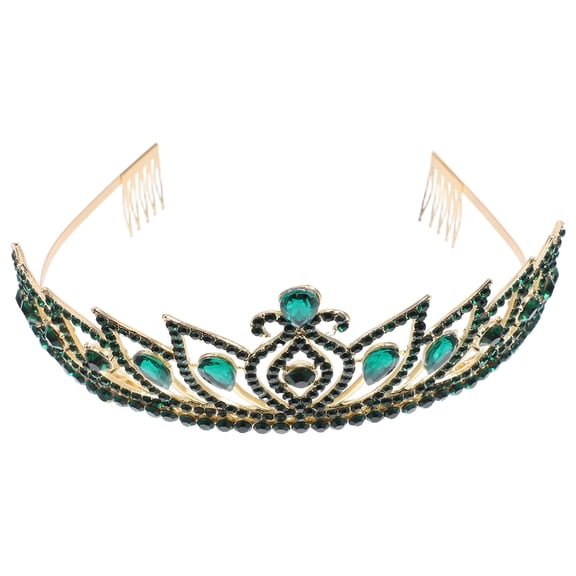 ELAYARD Vintage Green Rhinestone Crown Zinc Alloy Wedding Decor Headpiece