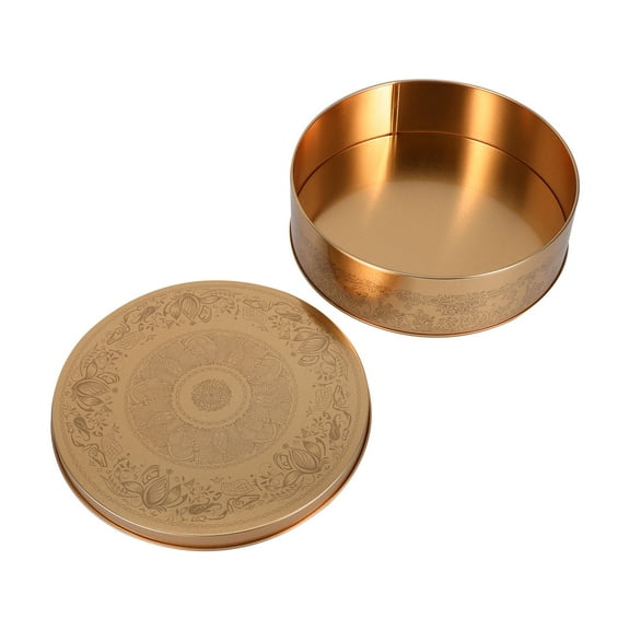 ELAYARD Decorative Golden Tinplate Cookie Storage Box with Lid, Ideal for Cakes, Cookies, Snacks, and Packaging