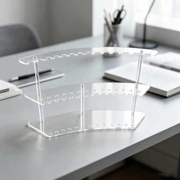 ELAYARD Transparent Two Tier Pen Display Stand Acrylic Organizer for Office Desk Accessories