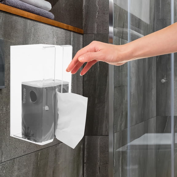 ELAYARD Wall Mounted Tissue Box Transparent Acrylic for Bathroom Tidiness