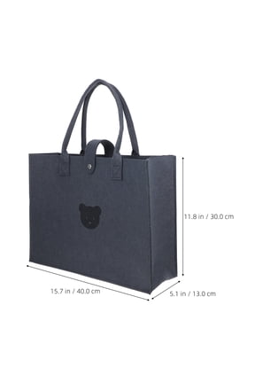 Large Grey Felt Tote Bag with Sturdy Handles, Reusable Grocery Shopping Bag for Daily Use, Travel, and Shopping Convenience