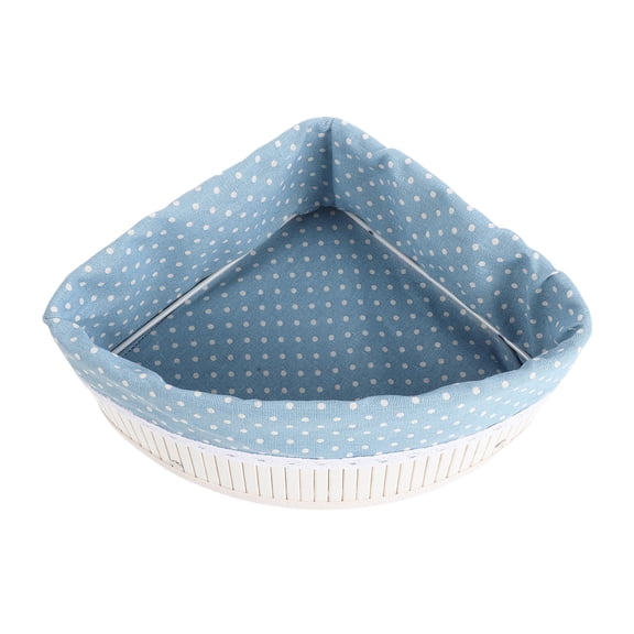 ELAYARD Triangular Bamboo Woven Basket Bin for Bedroom Corner Storage with Sky Blue Liner