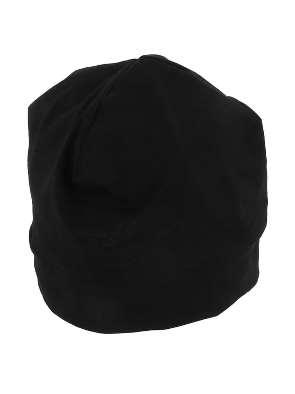 Unisex Black Cotton Sleep Cap Beanie Hat Lightweight Soft Warm Hair Cover for Comfortable Sleeping