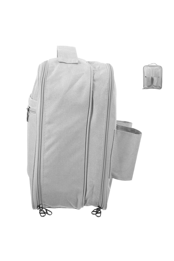 Portable Grey Shoe Bag Travel Case with Separate Compartments and Zipper Closure