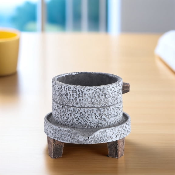 ELAYARD Modern Style Concrete Flowerpot Stone Mill Flowerpot Light Grey Cement 1 Set