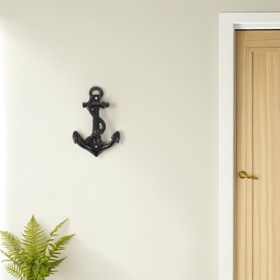 ELAYARD Black Cast Iron Anchor Hook Heavy Duty Nautical Wall Mount Coat and Towel Hanger