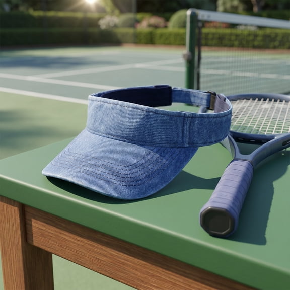 ELAYARD Mens Visor Hat Vintage Washed Denim Breathable Adjustable Fit