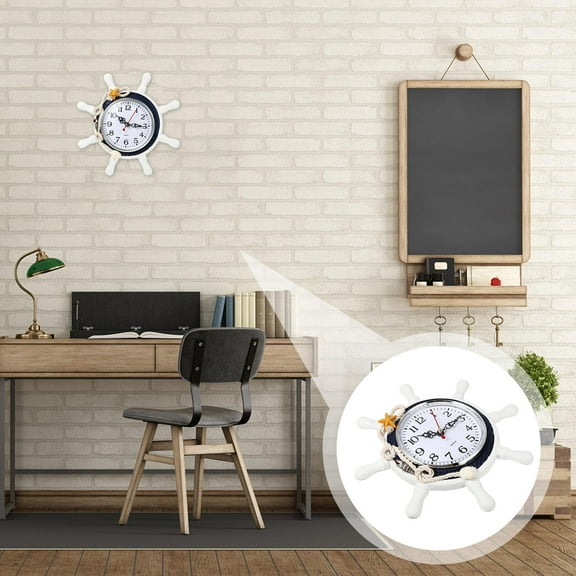 ELAYARD Beach Themed Mediterranean Wall Clock Quiet Accurate Ticking for Home Decor