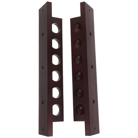 ELAYARD Solid Wood Wall Mount Pool Cue Holder Rack in Dark Red for 6 Cue Storage