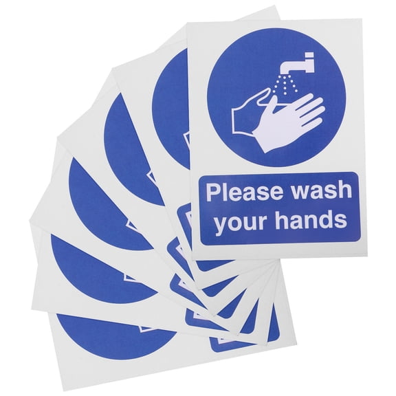 ELAYARD Cute Graphic Wash Hands Stickers Safe Material Bathroom Use 6Pcs