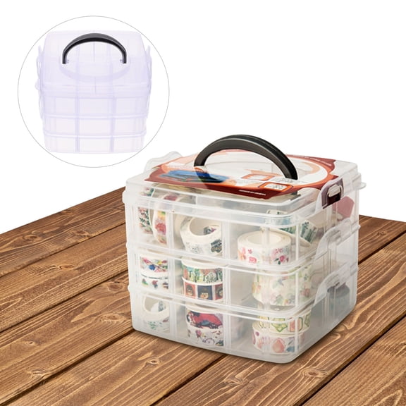ELAYARD Washi Tape Box Plastic Transparent Multi-layer Design for 1Pcs