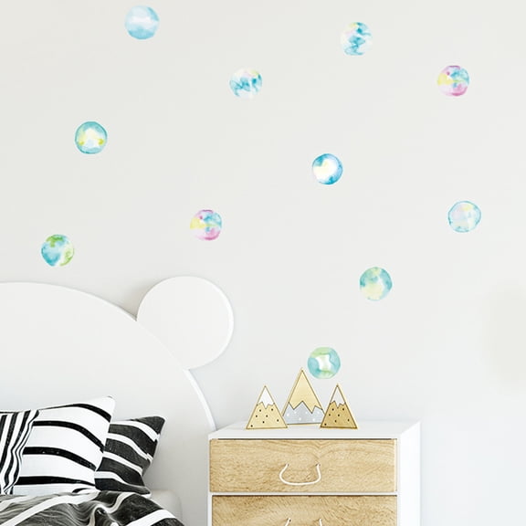 ELAYARD Watercolor Bubble Wall Stickers Peel and Stick for Bedroom Bathroom Mermaid Ocean Theme
