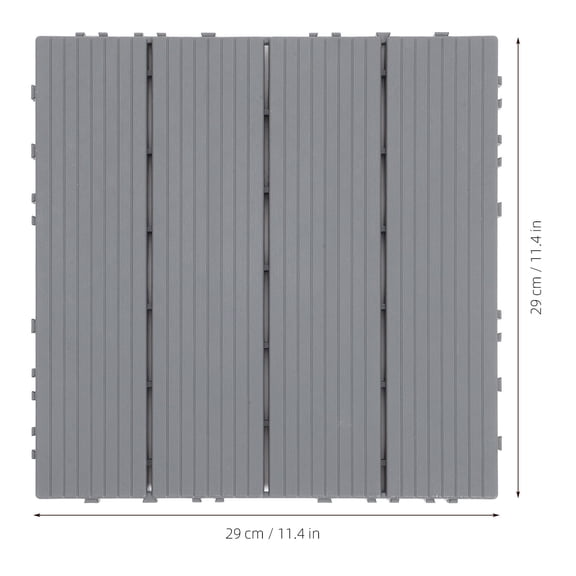 ELAYARD Interlocking Outdoor Deck Tiles Grey Plastic Wood Floor for Backyard Patio