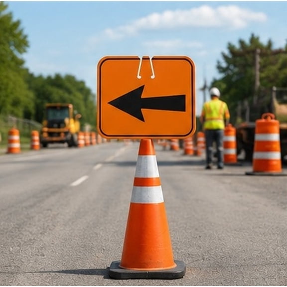 ELAYARD Traffic Cone Top Directional Sign Orange ABS for Road Construction