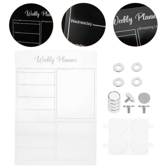 ELAYARD Back to School Weekly Refrigerator Calendar Dry Erase Board Transparent 1 Set