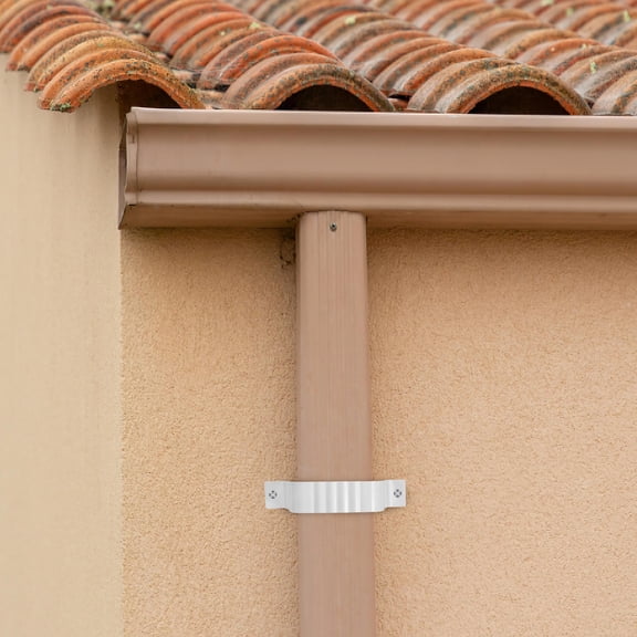 ELAYARD White Aluminum Alloy Gutter Downspout Strap Clamp for Durable Pipe Use