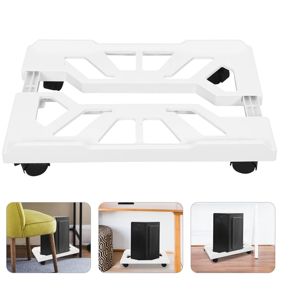 ELAYARD White Computer Case Stand with Wheels for Easy Movement and Under Desk Fit