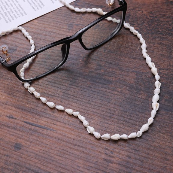 ELAYARD White Eyeglass Chain with Shell Design for Eyewear Safety and Anti Fall Support