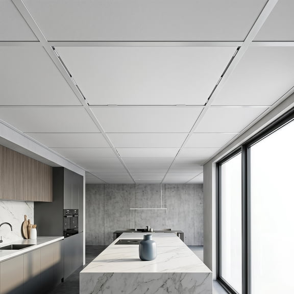 ELAYARD Matte White Aluminum Ceiling Planks, Kitchen Drop Ceiling Panels and Bathroom Wall Cladding