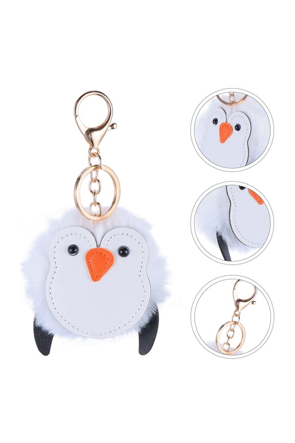 3Pcs Penguin Keychain White Plush Pendant Fashion Bag Decor with Buckle for Easy Carry