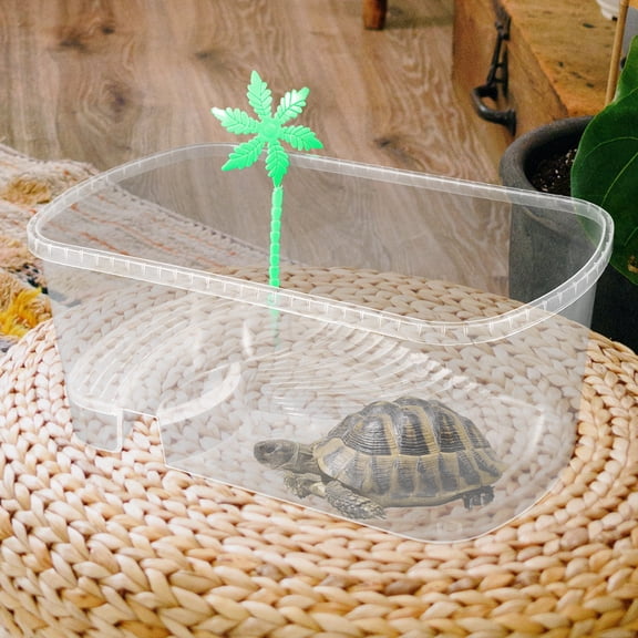 ELAYARD White Plastic Turtle Feeding Tank with Basking Platform Durable Reptile Habitat for Indoor Use