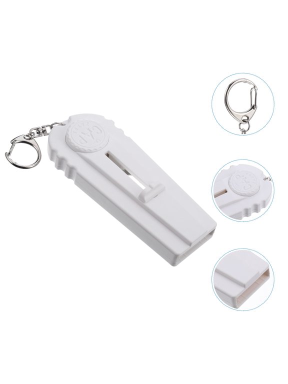 White Plastic and Iron Bottle Opener with Key Ring for Home Use Opens Various Caps 3.5 x 1.2 inches