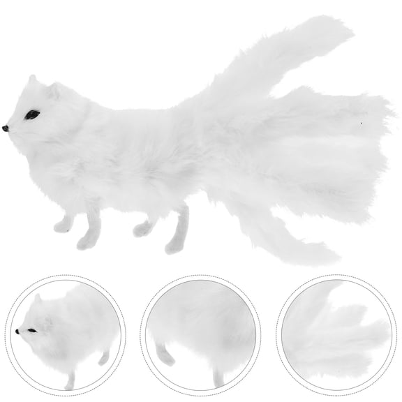ELAYARD Realistic Fox Plush Plush Fox-shape Toy White 1Pack Car Decoration
