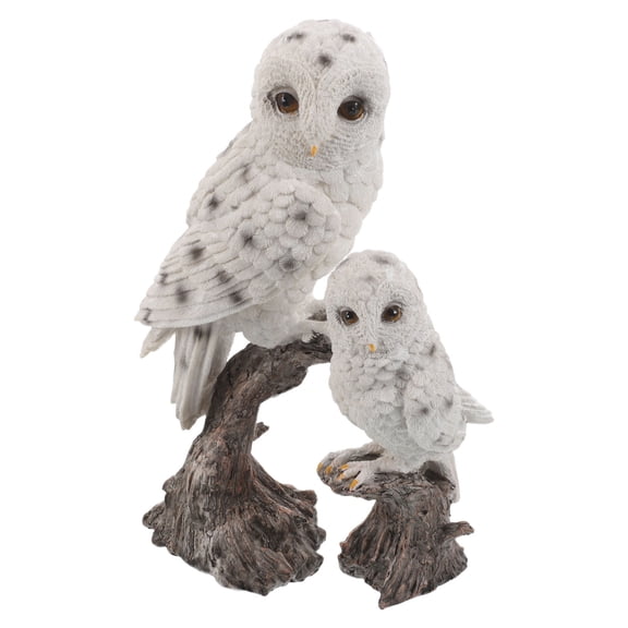 ELAYARD Set of 2 White Resin Owl Statues for Outdoor Garden Decor, Weather-Resistant, Realistic Design, Lawn Ornaments