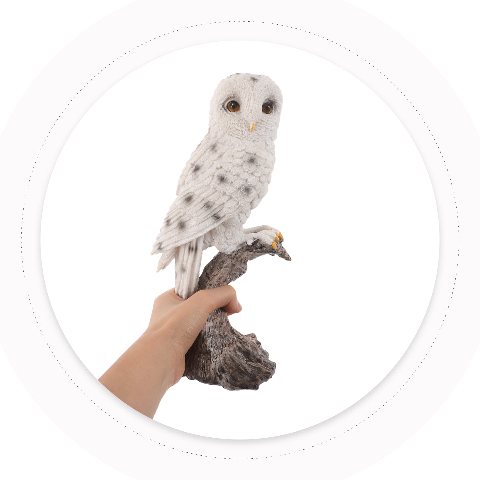 ELAYARD Set of 2 White Resin Owl Garden Statues, Weather-Resistant Outdoor Lawn Ornaments with Realistic Design for Yard Decor