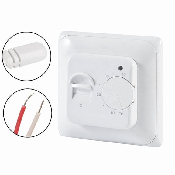 ELAYARD White Room Thermostat Mechanical Temperature Controller with External Probe and LED Indicator for Home Heating