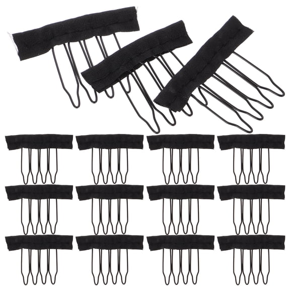 ELAYARD Black Steel Teeth Wig Clips for Secure Hairpiece Caps with Durable Wig Combs
