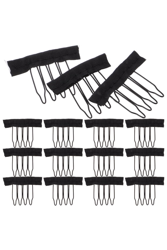 Black Steel Teeth Wig Clips for Secure Hairpiece Caps with Durable Wig Combs