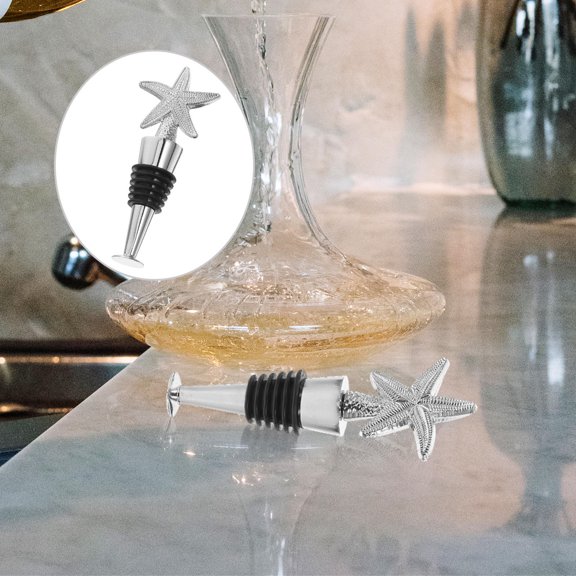 ELAYARD Wine Bottle Stopper Silver Star Shape Zinc Alloy Wine Saver Reusable Cap for Party and Storage