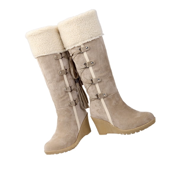 ELAYARD Winter Boots For Girls High Boots Design Fashion Slipsole Warm Beige 1 Pair