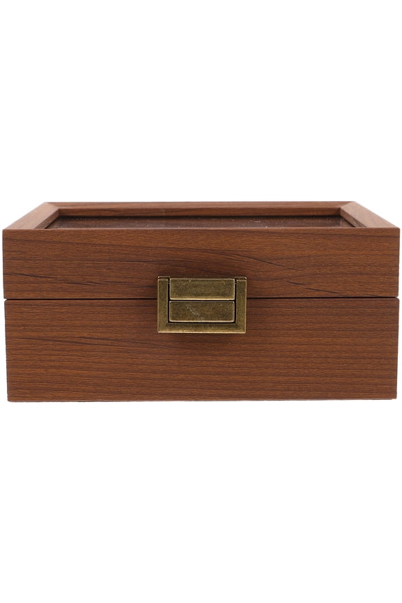 Dark Brown Wood Watch Organizer Box 3 Slots for Storage and Display Use