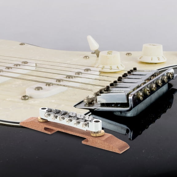 ELAYARD Wood and Zinc Alloy Guitar Roller Bridge for Electric Guitar with Easy Installation