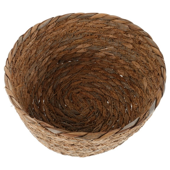 ELAYARD Handwoven Khaki Rattan Storage Basket for Desktop Organization, Boho Decorative Table Organizer for Home and Office